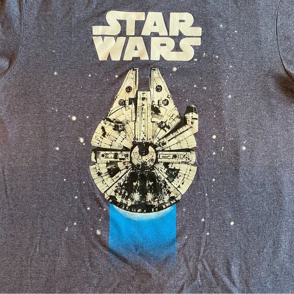 Star Wars T-Shirt Men’s Size Large Dark Blue Millennium Falcon Graphic Tee - Picture 2 of 10